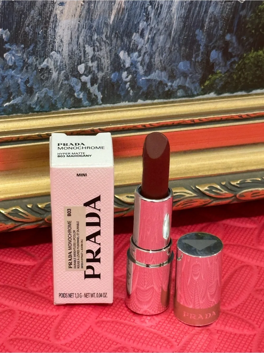 Prada Monochrome Hyper Matte Lipstick B03 MAHOGANY - maroon brown